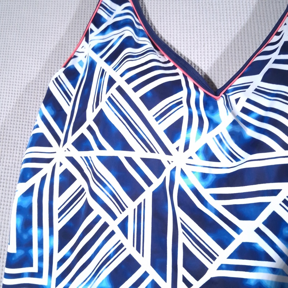 South Point Plus Geometric Tankini Set Blue White Pink 22W Top 16W Shorts NWT - Picture 5 of 16